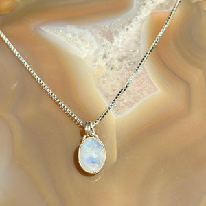 Blue Moonstone Oval Necklace