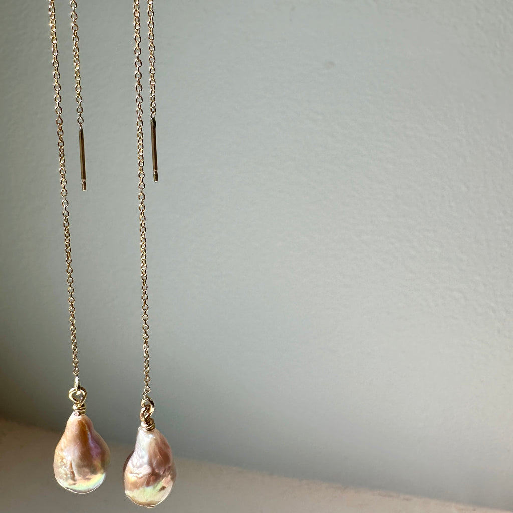 Baroque Pearl Threader Earrings